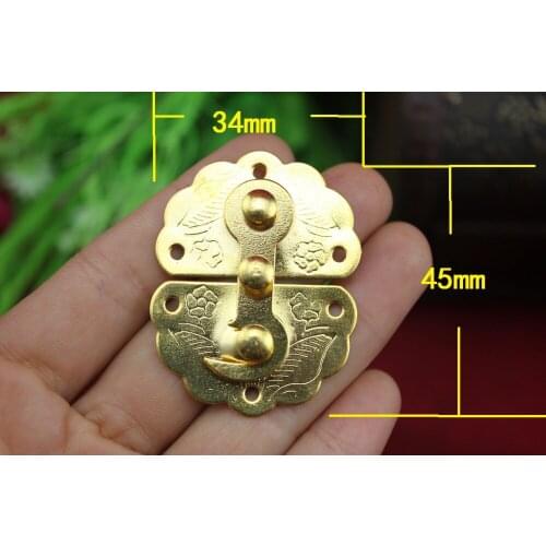 10Pcs 34*45MM zinc alloy buckle hasp hasp wooden wine box with lock Buckle Antique Padlock Hardware