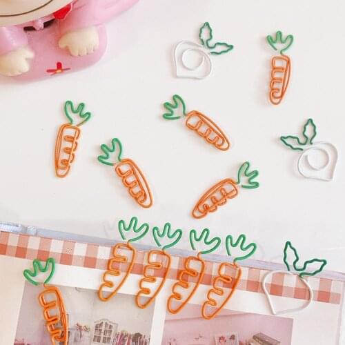 10 pcs/lot Children Kawaii Carrot Shaped Creative Metal Paper Clip Bookmark Stationery Cartoon School Office Student Supplies