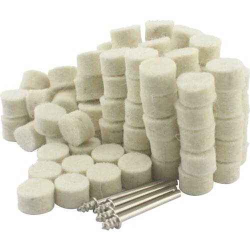 100Pcs 13mm Wool Felt Polishing Buffing Wheel Grinding Abrasive With 3mm1/8inch Mandrel For Dremel Rotary Tool Electric Drill