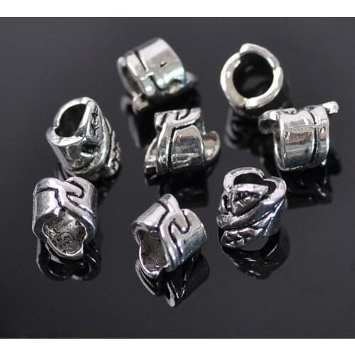 100pcs Tibetan Silver Metal 8x6mm Carved Asymmetric Tube Shape Loose Spacer Beads lot for Jewelry Making DIY Crafts Findings