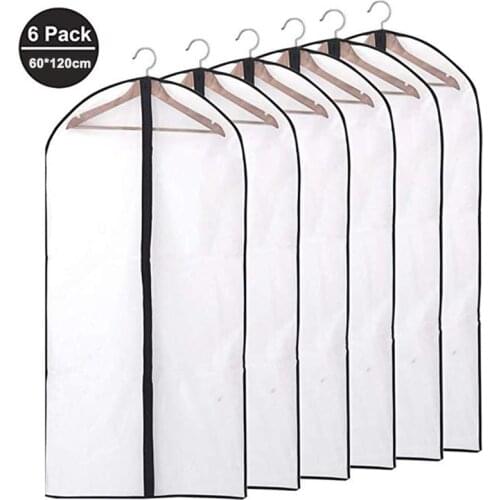 6pcs Dustproof Cloth Cover Bags Transparent Wardrobe Storage Bag Dust Cover Clothes Protector Garment Suit Coat Dust Cover
