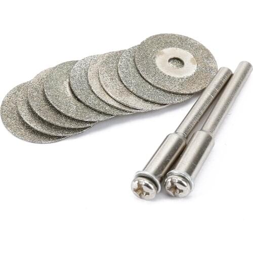 10pcs 16mm Abrasive Disc Diamond Cutting Discs Cut Off Blade Drill Bit For Rotary Tool With 2pcs 3mm Mandrel Dremel Accessories