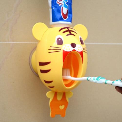 Strong Suction Sucker Automatic Toothpaste Dispenser Cartoon Toothpaste Squeezer Bathroom Household Toothbrush Holder Children