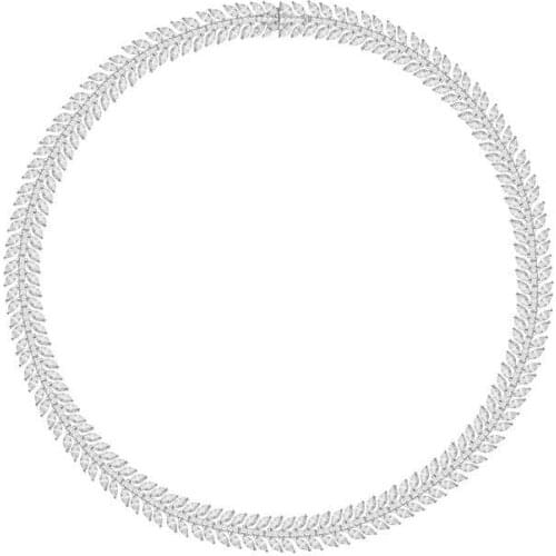 SLJELY 925 Sterling Silver Olive Branch Full Micro Cubic Zirconia Choker Necklace Women Leaf CZ Wedding Party Festival Jewelry