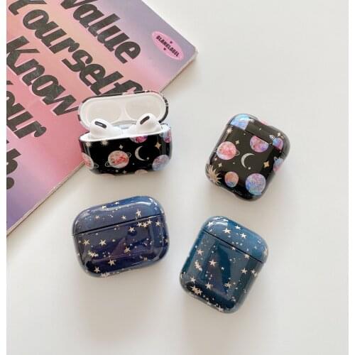Cute Space Planet Case For Airpods Pro Galaxy Star Moon Starry Sky Luxury PC Hard Cover for Airpods Air pods 2 Earphone Cases