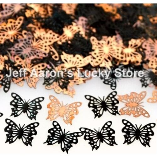 Black metal nail foil decals slice nail sequin nail art decorations tools beauty butterfly design