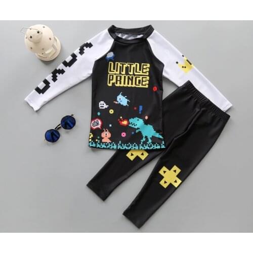 Girls' split swimsuits, small and medium-sized childrens long-sleeved sunscreen and quick-drying diving surfing swimsuits