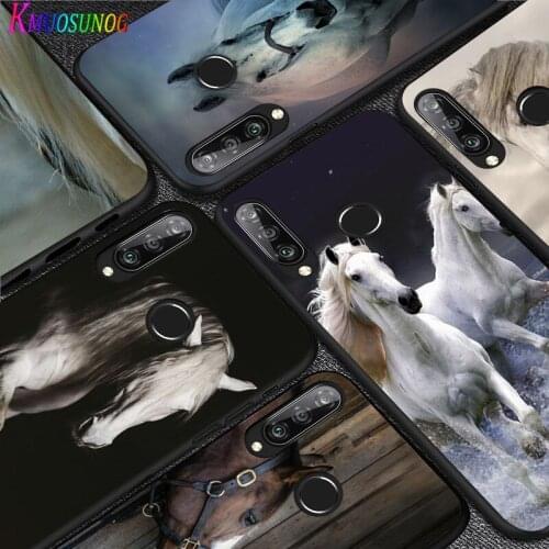 For Huawei P40 P30 P20 Pro Lite E Plus 5G Bright Black Phone Case Hot Horse Animal For Huawei P10 P9 P8 Lite Cover