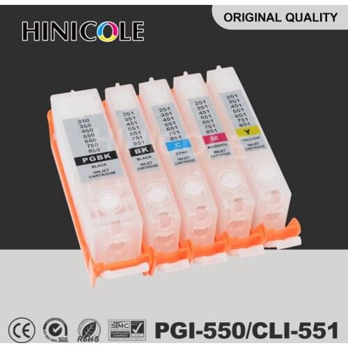 Hinicole Ink Cartridge PGI 550 CLI 551 For Canon PIXMA MG5450 MG5550 MG5650 MG6350 MG6450 MG6650 Refill Cartridge