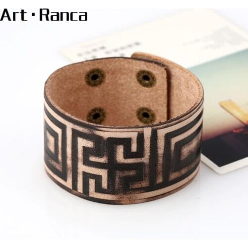 Classic fashion Vintage cowhide hot-stamped bracelet for men and women