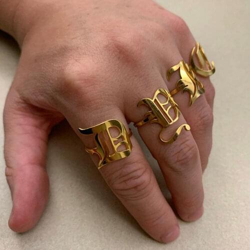 MumuXing2021 Personalized Mens Ring Jewelry Customized Name Initials Old English Stainless Steel Ring Fashion Trend Mens Gift