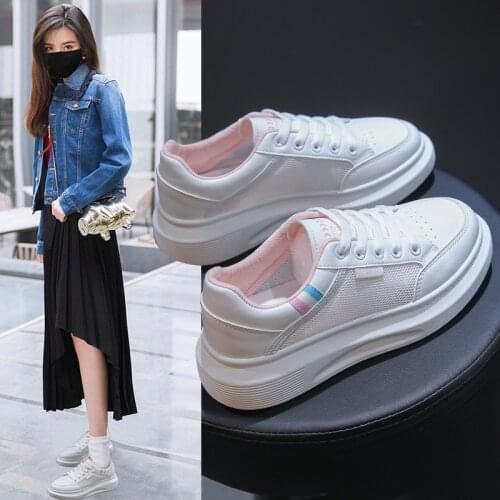 Spring Women Sneakers Red Black Fashion Korean Women Shoes Mesh Breathable Sneakers Air Cushion Casual Shoes Tenis Feminino EVA