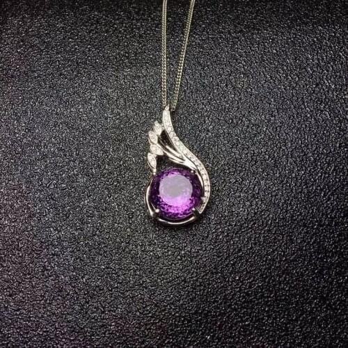 Purple amethyst pendant for necklace with silver ，special craftwork , promotion price