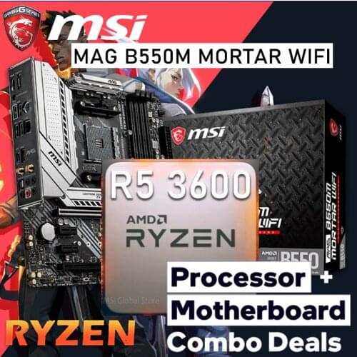 MSI MAG B550M MORTAR WIFI With AMD Ryzen 5 3600 Gaming Motherboard Combo Ryzen Kit 3600 PCI-E 4.0 OC AMD B550 Placa-mãe Kit AM4