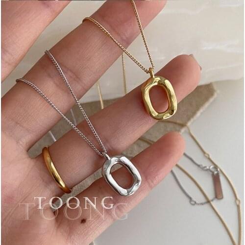 Minimalist S925 Charm Necklace for Women Couples New Fashion Ellipse Geometry Pendant Party Jewelry Gift