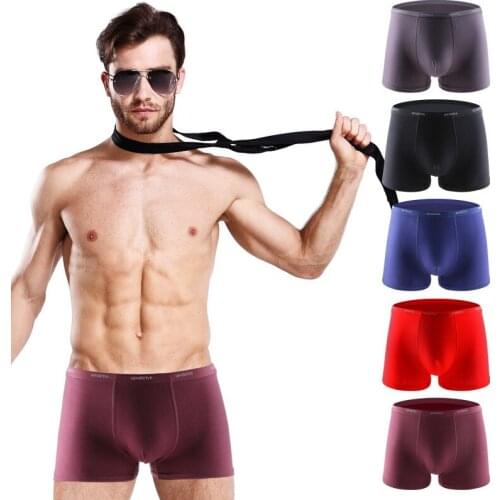 2020 Mens Solid Color Modal Panties Mid-Waist Breathable Boxer Shorts U-Shaped Pants Mens Underwear Modal Thin-edged Sexy Pants