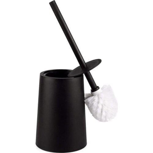 Hot Toilet Brush and Holder Set, Toilet Bowl Brush with Holder Black for Bathrooms, Modern Design Toilet Brush with Lid Longer B