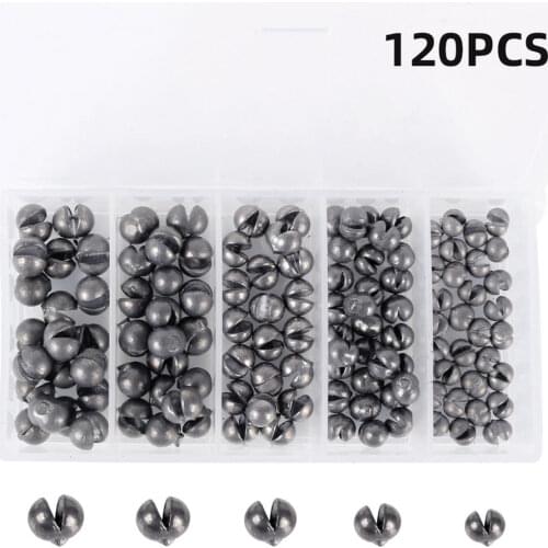 100/120pc Round Split Bite Lead Set Bare Fishing-clip Fishing Accessory Lake/sea Fishing Plumb Bob Auxiliary Fishing Tackle Gear