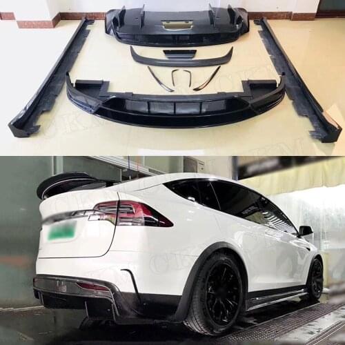 Carbon Fiber Car Body Kits Bumper Lip Splitters Auto Spoiler Side Skirts for Tesla Model X Car Styling