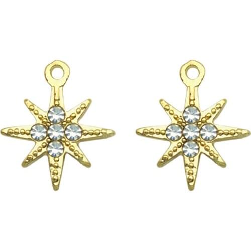 10Pcs Gold Color Stars Charms Shiny Rhinestone Pendant Charm Accessories For Jewelry Making DIY Earring Necklace Craft Supplies