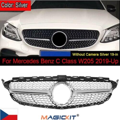 MagicKit Front Upper Grille For Mercedes W205 C Class C250 C300 C350 2019+ Diamond Style