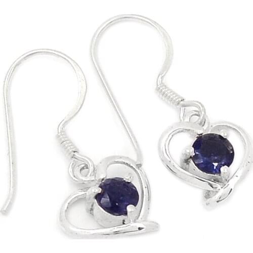 Genuine Iolite Earrings, 100% 925 Sterling Silver, 32mm, 2.2g ,ER2314I, New