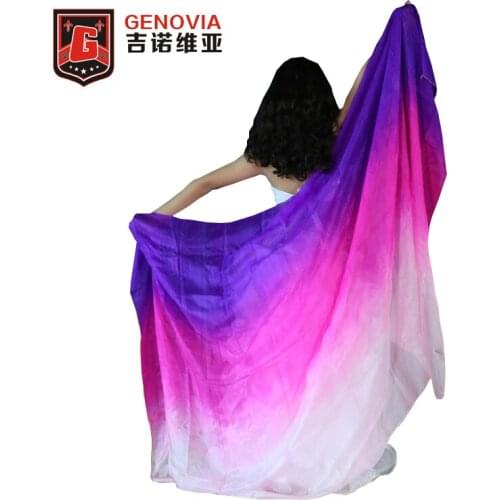 100% Silk Belly Dance Gradient Color Shawl Veil 200cm x 90cm Belly Dance Colorful Silk Veils Children Women Scarf Silk Veils