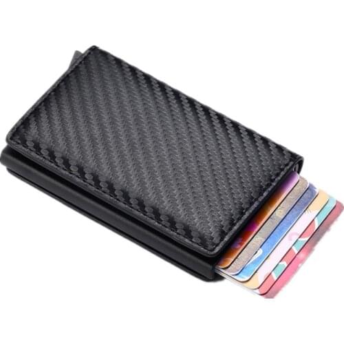 New Men women smart wallet Credit Bank card holder fashion purse Aluminum alloy Business Casual Mini wallet Brand PU Purse