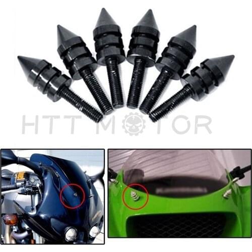 Universal BLACK Motorcycle Spike Bolts (Windscreen, Fairings, License Plate) for Ducati honda kawasaki suzuki yamaha Triumph