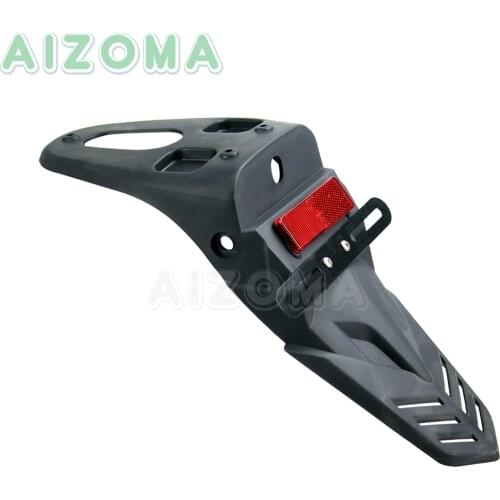 Dirt Bike Motocross Rear Fender Supermoto Enduro Universal License Plate Holder Mudguards w/ Red Reflector For SUZUKI YAMAHA