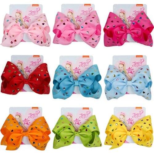 8" Jojo Siwa Large Bows Handmade Hairpin Pearl Hair Clip Ribbon Bowknot Hairgrips Fashion Hair Accessories for Girls