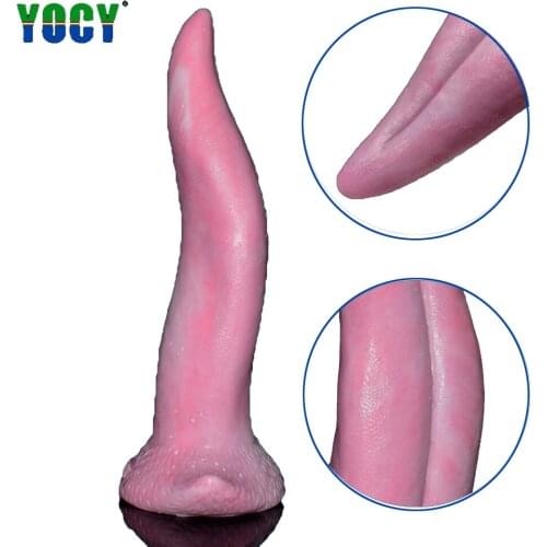 Dragon Tongue Penis Sexy Dildo Lifelike Pink Silicone Sex Toy Female Sodomy Sucker Vagina Anal Plug Flirting Erotic Masturbator