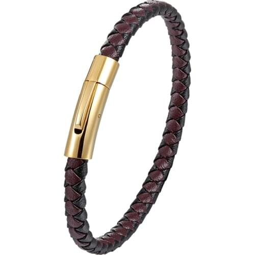 2019 Hot Stainless Steel Bracelet Men Genuine Leather Bracelets Simple Style Ladies Black Color Leather Bracelet for Women TZ83