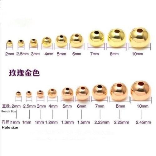 Multicolor 200pcs/lot 3-12mm Gold Round Spacer Beads Smooth Ball End Seed Beads For Jewelry Making Findings Accessories Supplies