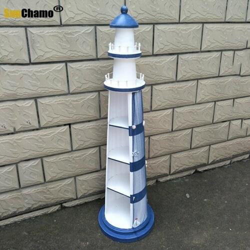 1.5m Solid Wood Mediterranean Home Style Decoration Lighthouse Cabinet Living Room Decoration Display Cabinet Rack Decoration