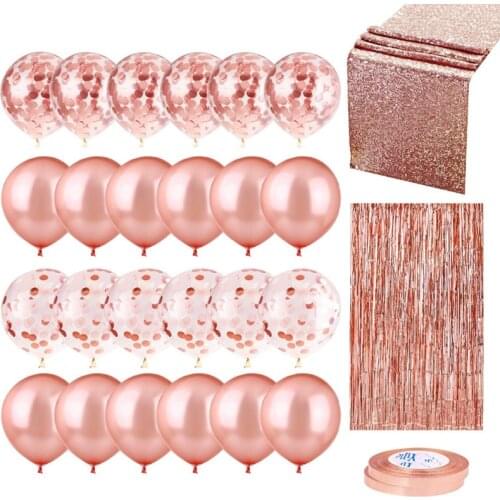 10pcs Mix Rose Gold Balloon Confetti Ballon Foil Heart Birthday Party Wedding Balloon Decoration Gift Baby Shower Bridal Shower