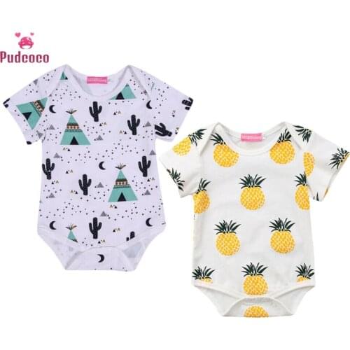 2020 Baby Summer Clothing Newborn Baby Girl Boy Clothes Short Sleeve Romper Jumpsuit Cotton Fruit Print Outfit 0-18M