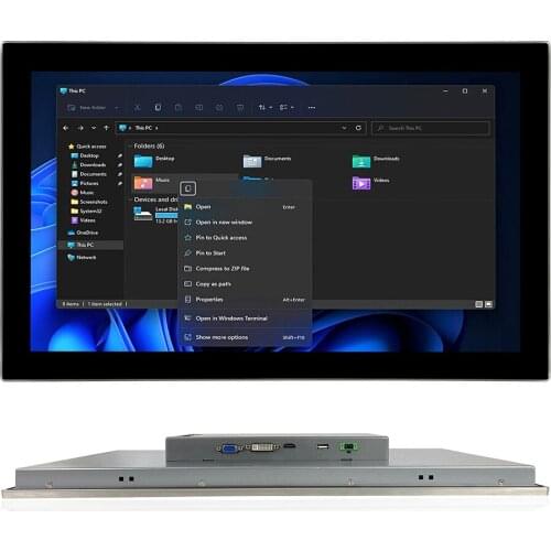 21.5 inch full HD touch monitor 1920x1080 industrial display HD-MI/VGA/DVI/T-USB stainless steel 304 panel