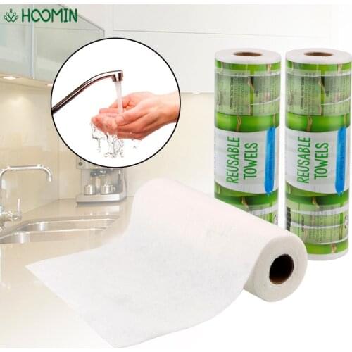 25 Pcs/Roll Reusable Bamboo Towels Washable Dish Cloths Home Kitchen Paper Towel Washable Absorbent Clean Washing Towel