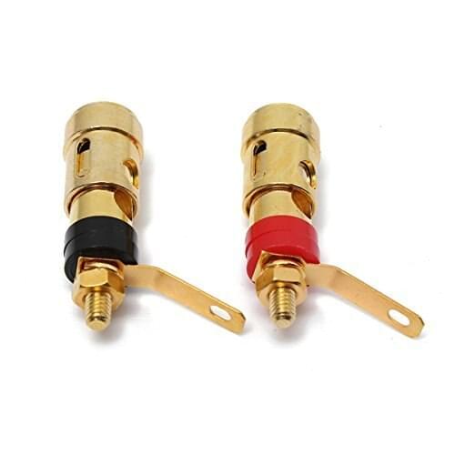 4PCS GOLD brass Audio Speaker Binding Post Terminal with Spring inside connector