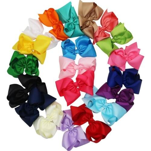 5pcs/lot 8inch Kids Girls Ribbon Hair Bows with Alligator Hair Clip for Children Hair Accessories 20 Colors