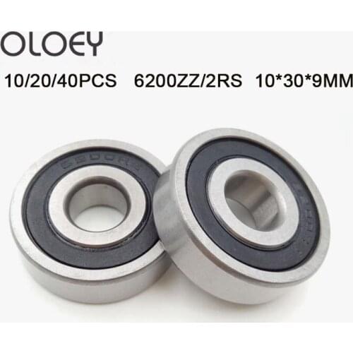 6200-2RS/ZZ 10*30*9 mm 10/20/40pcs Free Shipping Double Rubber Sealing Cover Deep Groove Ball Bearing 6200-2RS 10*30*9 mm