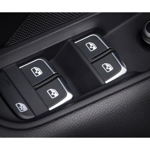 7pcs Chrome Window Glass Lifter Buttons Cover Trim Fit for Audi A3 8V A4L A6L Q3 Q5 2014-16 Interior Armrest Decoration Sticker