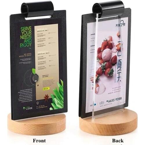 Acrylic Table Card Sign Holder Stand Desktop Billboard Price Tag List Menu Paper Display Picture Frame