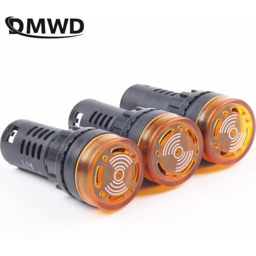 Free Shipping 1pc colorful AD16-22SM 12V 24V 110V 220V 22mm Flash Signal Light LED Active Buzzer Beep Alarm Indicator Yellow