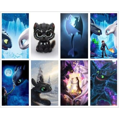 Great 5d diamond embroidery full aquare/round cartoon dragon diamond painting 5d anime diamond embroidery full set wall sticker