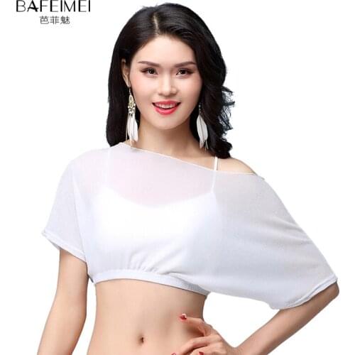Buffett Belly Dancing Gongfu New Womens Large-Size Top with Screen Silk Sexy belly dance clothes