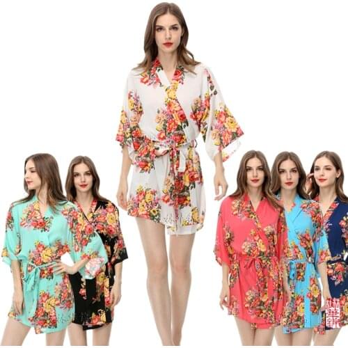Floral robe,cotton robe,Satin robe ,bridesmaid robes, wedding Robe,bride robe，Kimono Robe WQ51