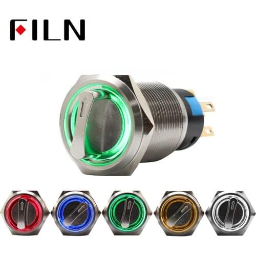 19mm 2 position 3 position selector rotary switch push button switch dpdt latching on off 12v led illuminated