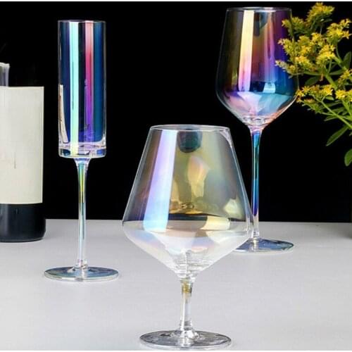 14 Style Crystal Rainbow Wine Glass Cup Electroplated Goblet Bordeaux Cocktail Champagne Cup Bar Household Drinkware Decanter